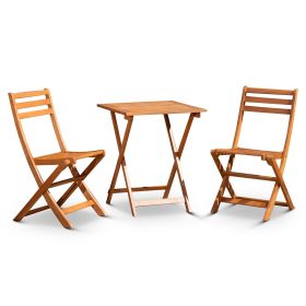 3-Piece Eucalyptus Bistro Set, Square, Natural Oil