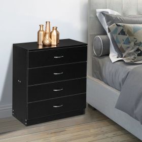 MDF Wood Simple 4-Drawer Dresser Black