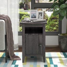 Nightstand for Bedroom Living Room, 1-Drawer Wooden End Table Bedside Table, Home&Kitchen Storage Cabinet - Cement Gray XH