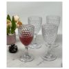 Designer Acrylic Diamond Cut Clear Glasses Set of 4 (12oz), Premium Quality Unbreakable Stemmed Acrylic Glasses for All Purpose Red or White