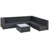 Outdoor Garden Patio Furniture 7-Piece PE Rattan Wicker Sectional Cushioned Sofa Sets with 2 Pillows and Coffee Table