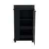 DEPOT E-SHOP Lansing Bar Cart with Glass Door, 2-Side Shelves and Casters, Black