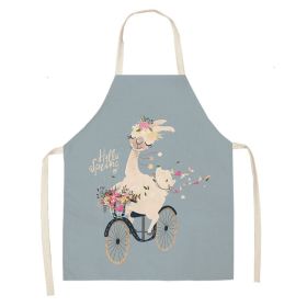 Alpaca Cartoon Cotton Linen Apron Sleeveless Antifouling Kitchen Home Cooking Waist Hanging Neck Kids' Bib (Option: 16-45 X56cm Children)