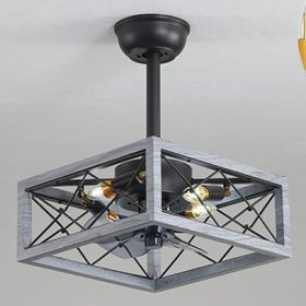 Idyllic American Fan Lamp Nordic Minimalist Dining Room (Option: Grey wood diameter37-220V)