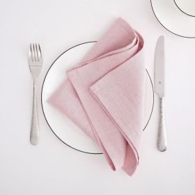 Pure Linen Insulation Placemat Square Wiping Towel Solid Color Napkin Mouth Cloth (Option: Hemp Light Pink-34 × 34cm)