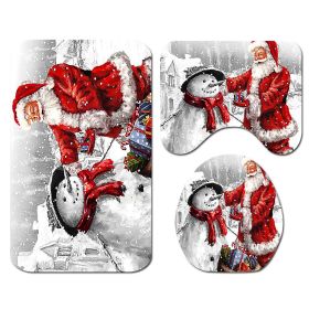 Christmas Decorative Printed Carpet Toilet Seat Cover Four-piece Set (Option: SDS14-As Shown In The Picture)