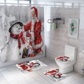 Christmas Decorative Printed Carpet Toilet Seat Cover Four-piece Set (Option: SDYL14 With SDS14-As Shown In The Picture)