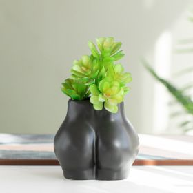 Fashion Simple Character Butt Ceramic Succulent Flower Pot (Color: BLACK)