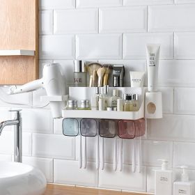 Toothbrush Holder Bathroom Shelving Hole-free Suction Wall (Option: Hair dryer with belt-5 Style)