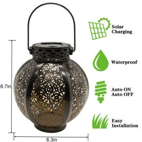 Cross-Border E-Commerce New Solar Wrought Iron Hanging Lamp Outdoor Garden Lamp Waterproof Villa Decoration Chandelier Landscape Lantern (Color: BLACK)