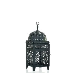 Moroccan Style Metal Craft Candlestick Hanging Lantern Weddi (Color: BLACK)