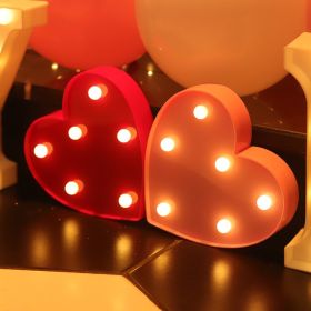 Luminous LED Letter Number Night Light English Alphabet Number Battery Lamp Romantic Wedding Christmas Party Decoration (Option: Always lit-Heart shaped red)