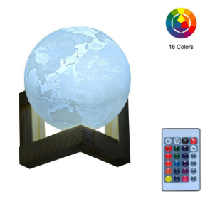 Double color touch 3D printing earth Jupiter lamp (Option: Earth-10cm-16 colors remote)