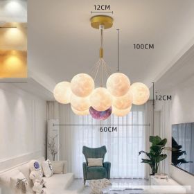 Bedroom Chandelier Nordic Lamps Creative Moon Bubble Lights (Option: Golden 13pcs-Color ball 12cm)