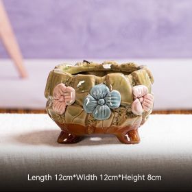 Rose Succulent Flower Pot Stoneware Korean Hand-kneading Breathable Ceramic (Option: D-12 Ã— 12 Ã— 8CM)