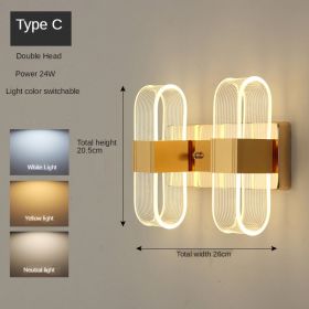 Golden Nordic Style Wall Lamp Lighting Fixture (Option: Golden doubleheaded vertical-220V)