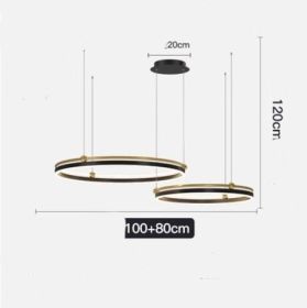 Chandelier Living Room Brushed Aluminum Bedroom Study (Option: Black gold 80CM100CM113W)