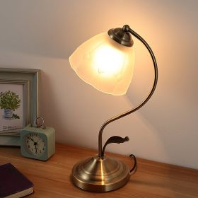 European-style Pastoral Mediterranean Bedside Lamp Home Bedroom (Option: White lampshade with 6W tricol-Push button switch-220V US)