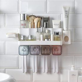 Toothbrush Holder Bathroom Shelving Hole-free Suction Wall (Option: Soap box-1 Style)