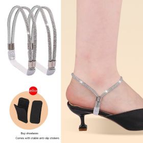 Anti-slip Shoelace High Heels Do Not Follow (Option: Silver Gray Diamond)