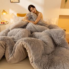 Super Soft Long Fleece Mink Crystal Velvet Thickened Warm Winter Quilt (Option: Silver Grey-200x230cm about4kg)