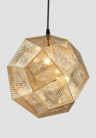 Pendant Modern Simple Grid Light Shadow Polyhedral Ball (Option: Gold-25cm)