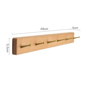 Nordic Style Solid Wood Hanger Japanese Style Entrance Brass Hook Hallway Wall Shelf Black Walnut Coat Hook (Option: Beech-6Hook)