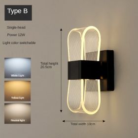 Golden Nordic Style Wall Lamp Lighting Fixture (Option: Black single head twill-220V)