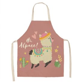 Alpaca Cartoon Cotton Linen Apron Sleeveless Antifouling Kitchen Home Cooking Waist Hanging Neck Kids' Bib (Option: 26-45 X56cm Children)