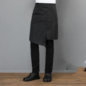 Waiter Half-length Apron Print And Embroidery Printing Embroidery Hotel Kitchen Western Restaurant Chef Work Half Apron (Color: BLACK)