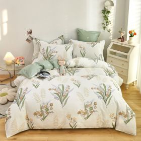 Cotton Single And Double Student Dormitory Three Piece Quilt Cover (Option: Lily of the valley language-single 3piece set150x200)