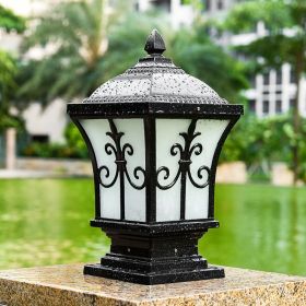 Solar Column Headlights Garden Wall Lights (Color: BLACK)