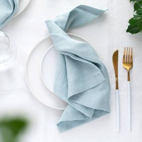 Pure Linen Insulation Placemat Square Wiping Towel Solid Color Napkin Mouth Cloth (Option: Light Blue-38 × 55cm)