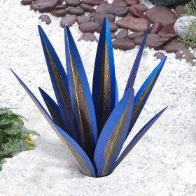 Agave Flower Metal Creativity Decoration Iron Artware Outdoor (Option: Blue With Lights-35CM)