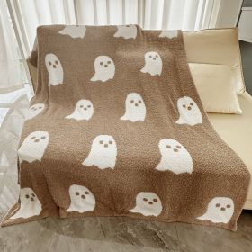 Half Velvet Blanket Ghost Blanket Knitted (Option: Khaki-127x152)