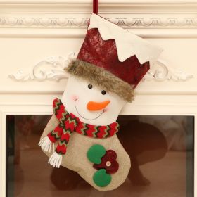 Santa Snowman Deer Imitation Leather Socks Decoration (Option: Snowman)