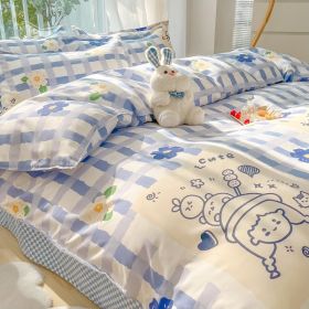 Four-piece Set Sanding Skin Bed Sheet Quilt Cover (Option: Sky Girl-120cm Three Sets)