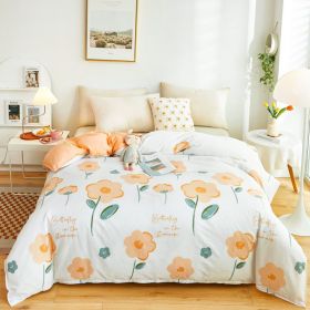 Cotton Single And Double Student Dormitory Three Piece Quilt Cover (Option: Flower Warm Kafuu-Double Quilt Cover 200X 230cm)