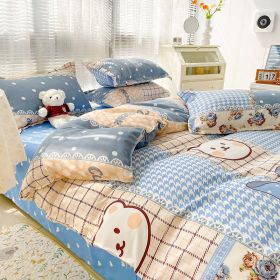 Four-piece Set Sanding Skin Bed Sheet Quilt Cover (Option: Wild Fairy-120cm Three Sets)