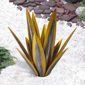 Agave Flower Metal Creativity Decoration Iron Artware Outdoor (Option: Yellow With Light-35CM)