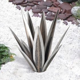 Agave Flower Metal Creativity Decoration Iron Artware Outdoor (Option: Silver With Lights-35CM)