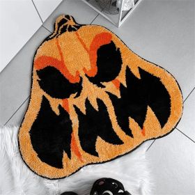 Halloween Theme Carpet Cashmere Floor Mat Non-slip (Option: Flame Pumpkin-50x80cm)