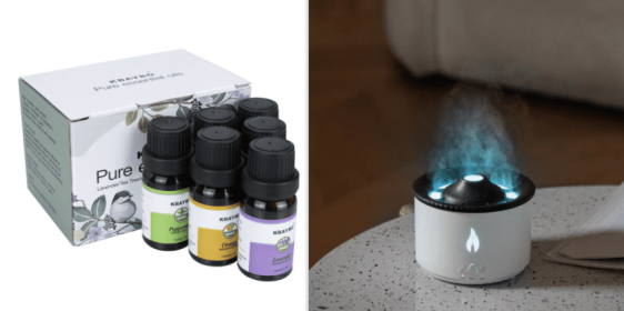 New Creative Ultrasonic Essential Oil Humidifier Volcano Aromatherapy Machine Spray Jellyfish Air Flame Humidifier Diffuser (Option: Blue flame bead set-EU)