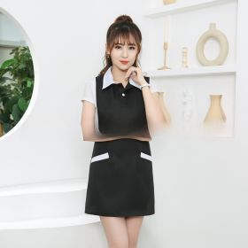 Housekeeping Fashion Special Apron Smock (Option: A Black White Collar-Average Size)