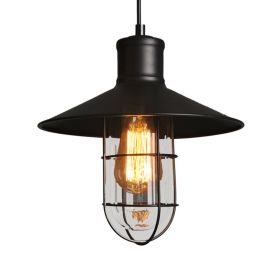 Creative Restaurant Bar Warehouse Bird Cage Explosion-proof Glass Chandelier Black (Option: Black-Lightbulb free)