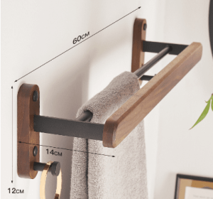 Solid Wood Towel Rack Perforation-free Bathroom Shelving (Option: Double deck towel rack new)