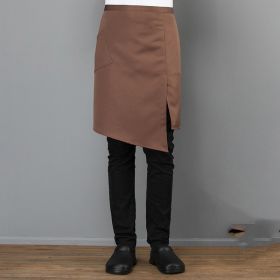 Waiter Half-length Apron Print And Embroidery Printing Embroidery Hotel Kitchen Western Restaurant Chef Work Half Apron (Color: BROWN)