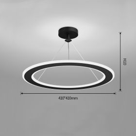 Simple Modern Circular Bedroom Study Chandelier (Option: Black-White light-410x410mm)