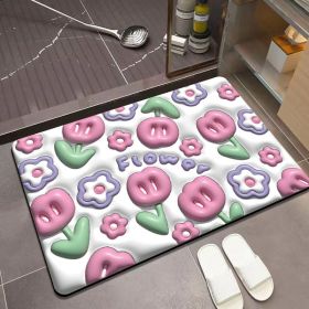 Ins Soft Diatom Mud Expanded Florets 3D Visual Non-slip Foot Mat (Option: LTH002-60x90cm Plush point)