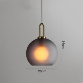 Nordic Simple Modern Glass Ball Chandelier Milk Tea Shop Clear Bar Restaurant Chandelier (Option: Frosted soot 25cm-Warm light)